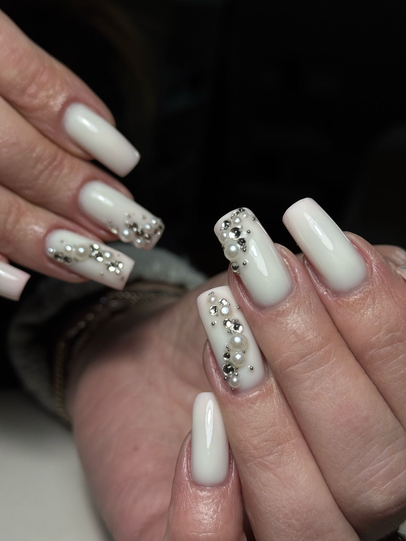 Milky white pearls